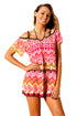 Sexy Rosy Bohemian Pattern Flutter Sleeves Beach Tunic